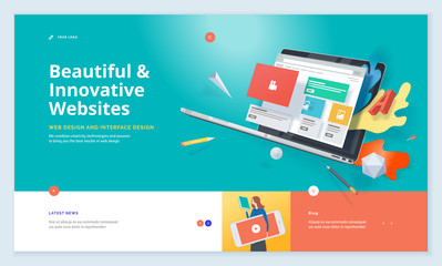 effective website template design. modern flat design vector illustration concept of web page design