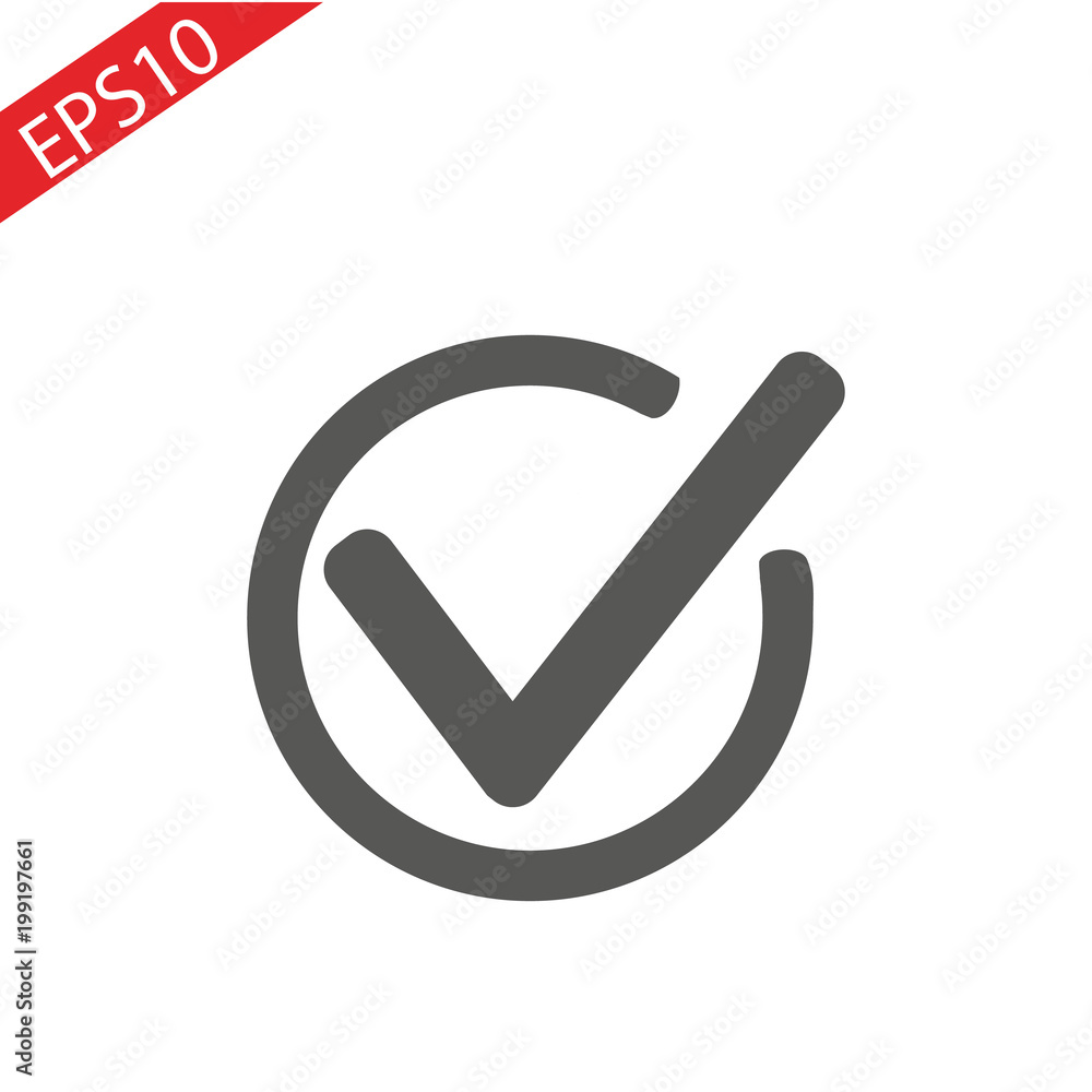 Check list button icon. Check mark in round sign. 素材庫向量圖 | Adobe Stock