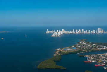 Wall Mural - General view of the entrance to the bay of Cartagena. Colombia