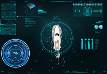 Wall Mural - spyware app for tracking in hud style. positioning in the world. application by surveillance on the 