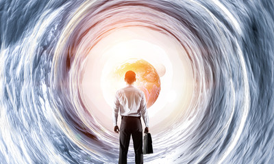 Wall Mural - businessman and cosmos concept
