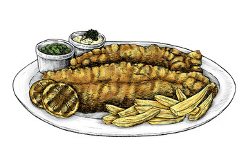 Poster - Hand drawn fish and chips