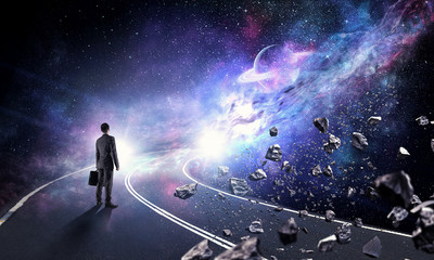 Wall Mural - businessman and cosmos concept