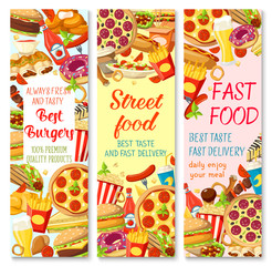 Fast food restaurant menu banner with snack meal