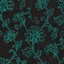 Sketchy Drawing Floral Seamless Pattern