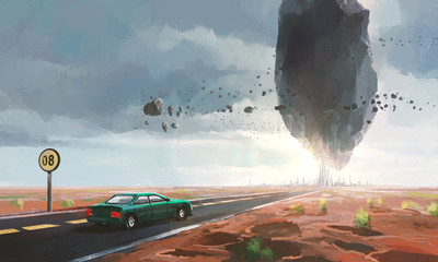 Wall Mural - bizarre science fiction scenes, digital paintings.