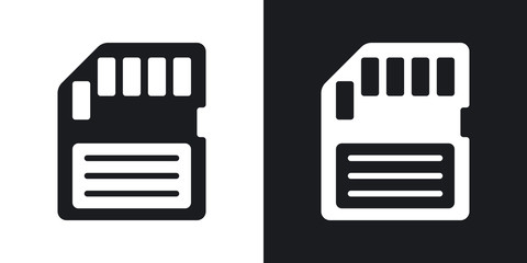 Vector memory card icon. Two-tone version on black and white background