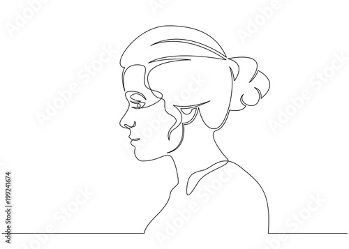 Continuous Line Drawing Abstract Portrait Of A Woman Side View Vector Illustration Buy This Stock Vector And Explore Similar Vectors At Adobe Stock Adobe Stock,Anime Easy Pencil Sketches Of Girl