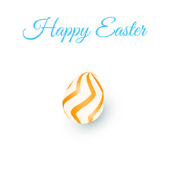 Sticker - 3d egg logo. isolated green symbol of Easter. Text: Happy Easter on white backgraund. vector