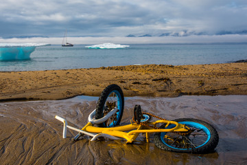 Wall Mural - child's bike on the north beach