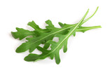 Fototapeta  - Green fresh rucola or arugula leaf isolated on white background macro