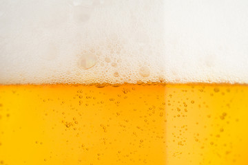 Wall Mural - Pouring beer with bubble froth in glass for background on front view 