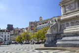 Fototapeta Miasto - Rossio Square Lisbon. Stone base of the statue of Peter IV of Portugal