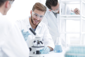 Wall Mural - background image science team in the lab