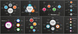 Collection of infographic on black background can be used for workflow layout, diagram, number options, web design. Infographic business concept with options, parts, steps or processes. Vector Eps 10
