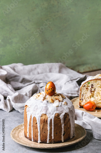 Set Of Traditional Russian And Ukrainian Easter Cake Kulich Paska
