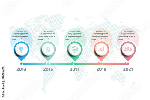 Infographic Milestones Template With 5 Option Map Pointer Time Infographic Milestones Template With 5 Option Map Pointer Time Scale On Background For
