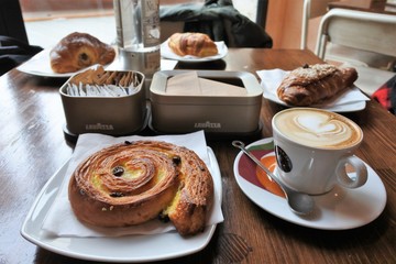 italian breakfast in a cafeteria