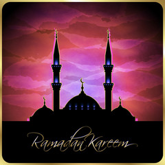 Wall Mural - Ramadan Kareem background with mosque silhouette