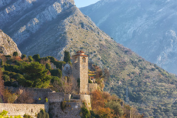 Wall Mural - Ancient tower in the Old Bar, Montenegro