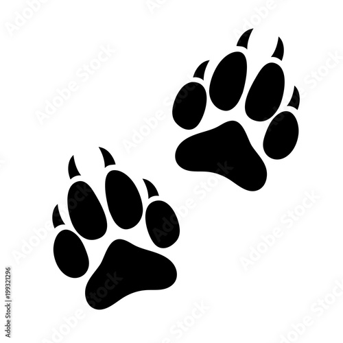 Paw Print Animal Dog Or Cat Clawed Silhouette Footprints Of An