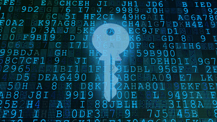 Wall Mural - codes and key display with blue formulas