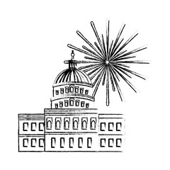 Canvas Print - united states capitol building in washington fireworks vector illustration sketch