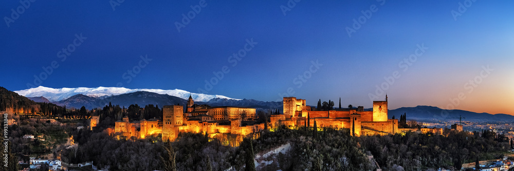 Alhambra, Granada, Sierra Nevada, Spain - obrazy, fototapety, plakaty 