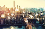 Fototapeta Miasto - Puzzle Pieces with the New York City skyline near Midtown