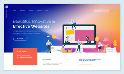 Effective website template design. Modern flat design vector illustration concept of web page design for website and mobile website development. Easy to edit and customize.