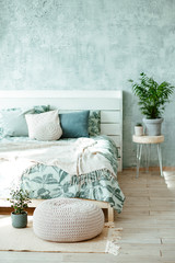 Wall Mural - stylish spring bedroom interior. cozy house and modern decor.