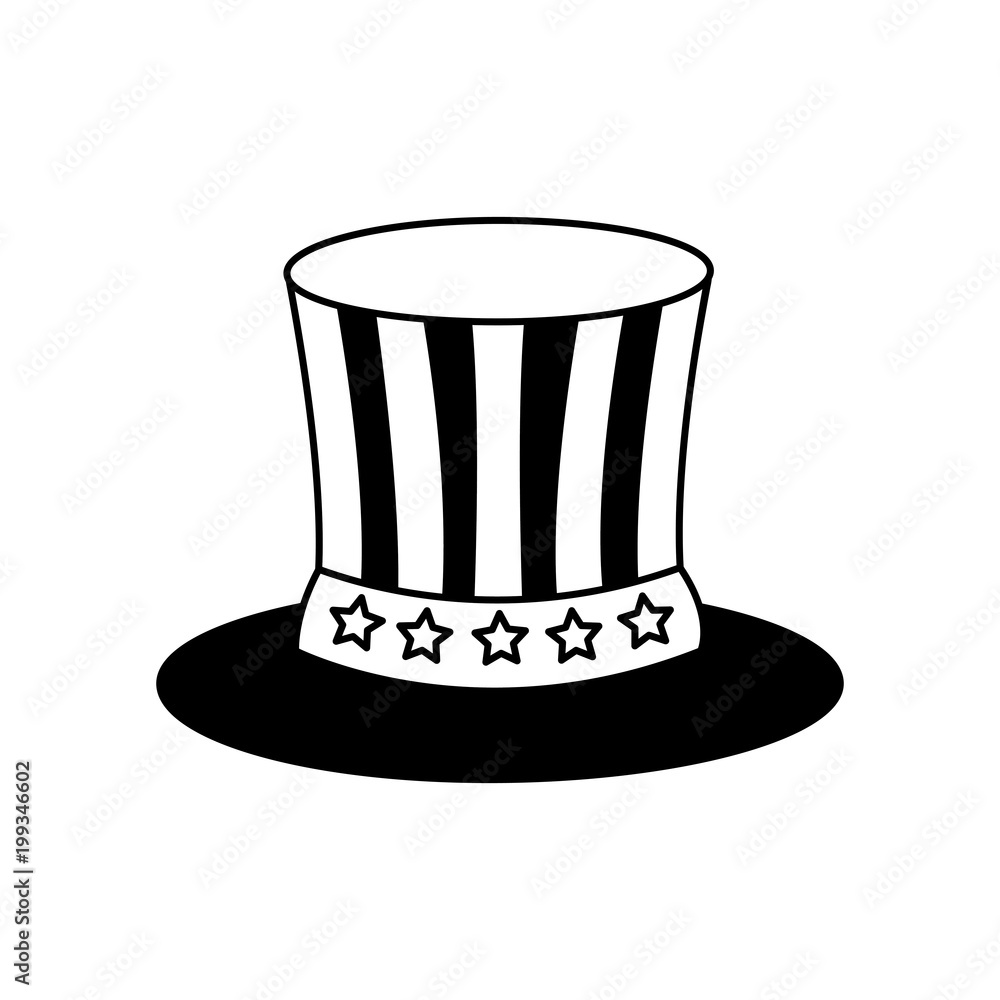 uncle sam top hat with flag united states usa vector illustration black ...