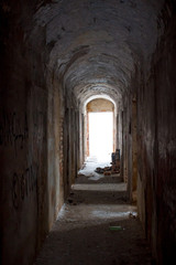  Empty corridors of an abandoned prison building of the late 19th century in Borovsk, Russia

