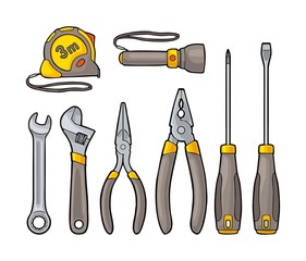 Wall Mural - Set hardware tools. Vector engraving