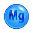 Mineral Magnesium capsule. Vector icon for health. Blue shining vitamin pill.