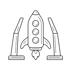 Sticker - Space shuttle launch vector line icon isolated on white background. Rocket launch line icon for infographic, website or app. Icon designed on a grid system.