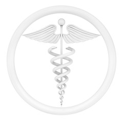 Poster - White Medical Caduceus Symbol. 3d Rendering