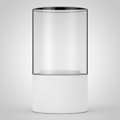 Poster - Empty Promotion Glass Showcase with Pedestal. 3d Rendering