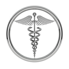Poster - Silver Medical Caduceus Symbol. 3d Rendering