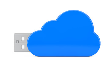Aufkleber - Blue Usb Flash Drive in Cloud Shape. 3d Rendering