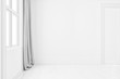 © jes2uphoto - Blank clean interior room background empty white walls corner and white wood floor contemporary,3D rendering