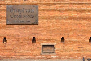 Tha Phae Gate Chiang Mai old city ancient wall and moat in Chiang Mai Northern Thailand.