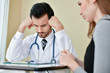 © S photographer - Terrible medical concept. Patients stressful in the doctor's diagnosis. Patients are concerned about medical treatment. The doctor's treatment makes the patient afraid.