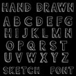 © savanno - Font. Alphabet letters in grunge dirty style. Hand drawn sketch on black background