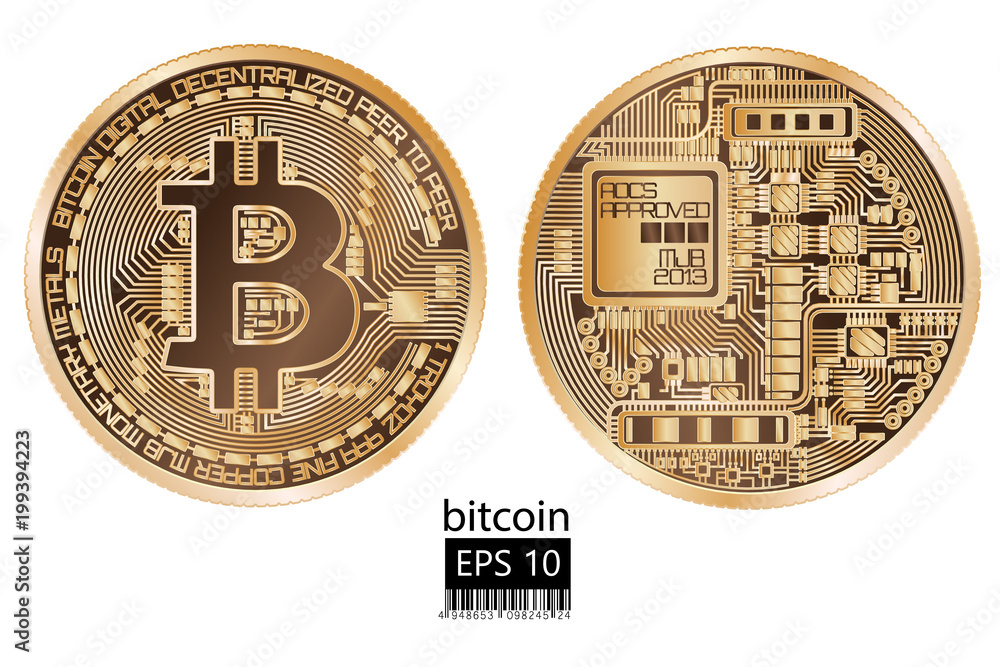 Bitcoin. Physical bit coin. Vector illustration. Stock Vector | Adobe Stock