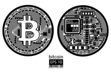 Bitcoin. Physical Bit Coin. Vector Illustration.