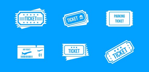 Wall Mural - Ticket icon blue set vector