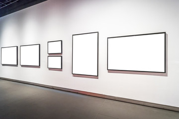 interior of gallery with blank frame