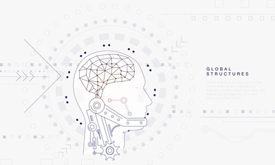 Wall Mural - innovations systems connecting people and robots devices. future technologies in automatics cyborg s