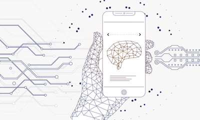 Wall Mural - innovations systems connecting people and robots devices. future technologies in automatics cyborg s